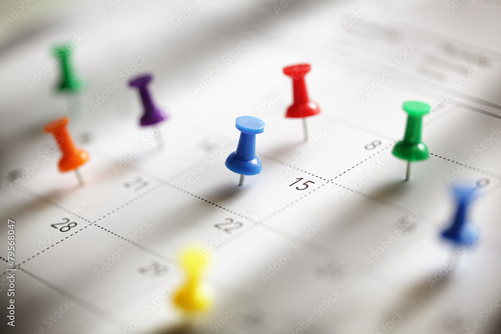 Pins on a calendar